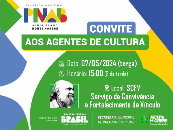 Convite aos Agentes de Cultura da Cidade de Monte Horebe - 1ª Reunião PNAB 2024.
