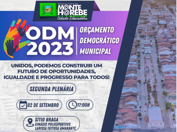 ODM 2023 - Orçamento Democrático Municipal - Convite - 2ª Plenária (02/09/2023)